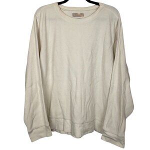 Everlane Cream Waffle Knit Circle Neck Long Sleeve Sweater - XL